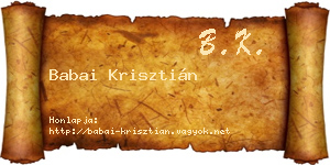 Babai Krisztián névjegykártya